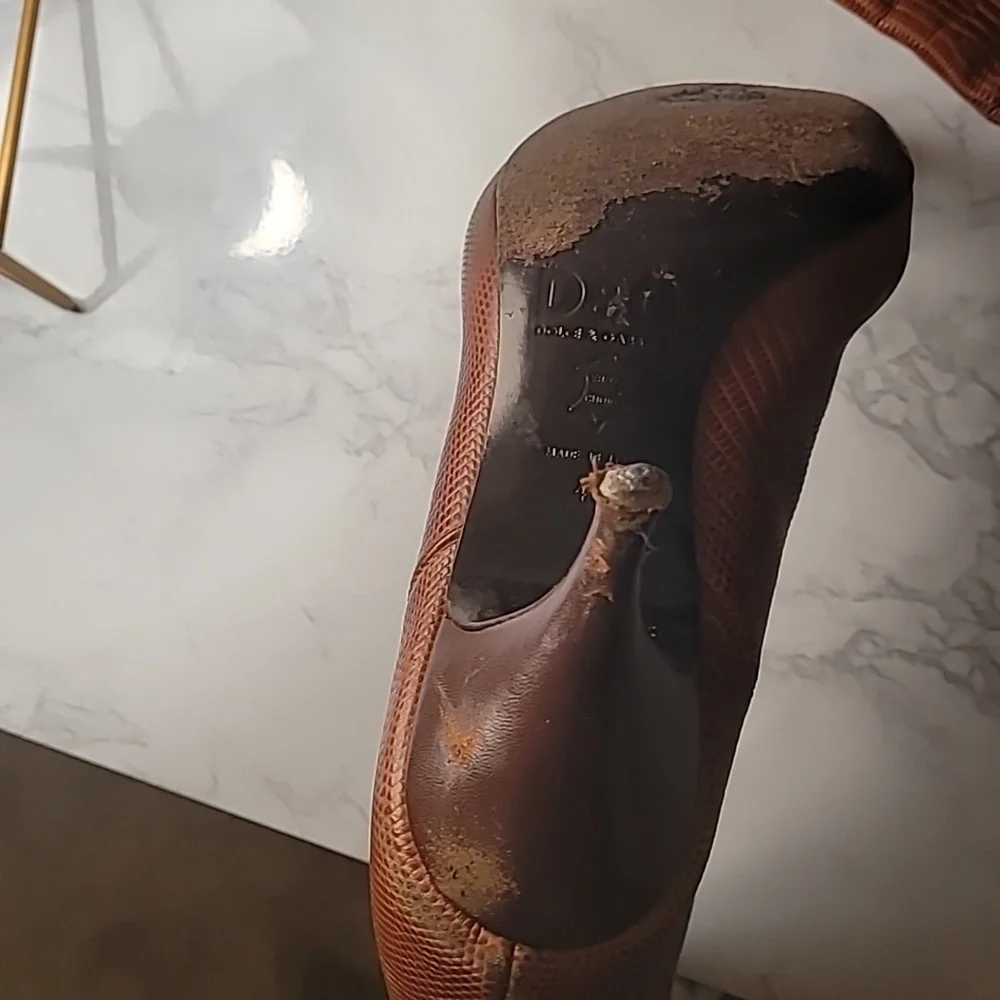 AUTHENTIC DOLCE & GABBANA  BROWN LEATHER LIZARD PRINT BOOTS - US 10 / EU 40 - Picture 10 of 16